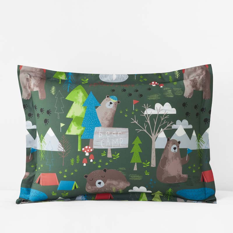Bear Camp Classic Cool Organic Cotton Percale Sham - Green Multi, Standard,Green Multi