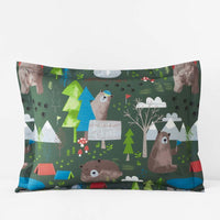 Bear Camp Classic Cool Organic Cotton Percale Sham - Green Multi, Standard,Green Multi