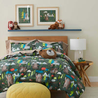 Bear Camp Classic Cool Organic Cotton Percale Bed Sheet Set - Green Multi, Twin XL,Green Multi
