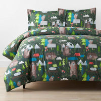 Bear Camp Classic Cool Organic Cotton Percale Duvet Cover Set - Green Multi, Twin/Twin XL,Green Multi