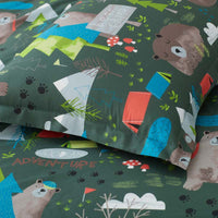 Bear Camp Classic Cool Organic Cotton Percale Comforter Set - Green Multi, Twin/Twin XL,Green Multi
