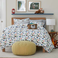 Forest Friends Classic Cool Organic Cotton Percale Pillowcase Set - White Multi, Standard,White Multi