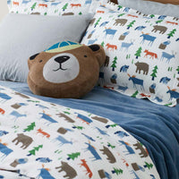 Forest Friends Classic Cool Organic Cotton Percale Pillowcase Set - White Multi, Standard,White Multi