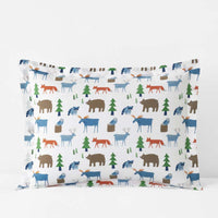 Forest Friends Classic Cool Organic Cotton Percale Sham - White Multi, Standard,White Multi