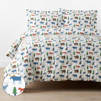 Forest Friends Classic Cool Organic Cotton Percale Comforter Set - White Multi, Twin/Twin XL,White Multi