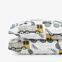 Construction Builders Classic Cool Organic Cotton Percale Pillowcase Set - White Multi, Standard,White Multi
