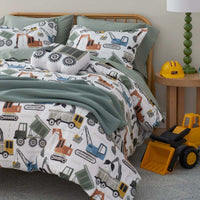 Construction Builders Classic Cool Organic Cotton Percale Sham - White Multi, Standard,White Multi