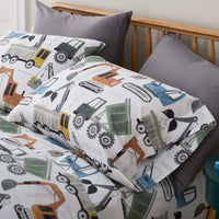 Construction Builders Classic Cool Organic Cotton Percale Duvet Cover Set - White Multi, Twin/Twin XL,White Multi