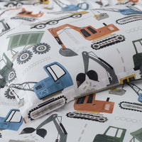 Construction Builders Classic Cool Organic Cotton Percale Duvet Cover Set - White Multi, Twin/Twin XL,White Multi