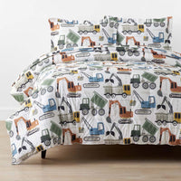 Construction Builders Classic Cool Organic Cotton Percale Comforter Set - White Multi, Twin/Twin XL,White Multi