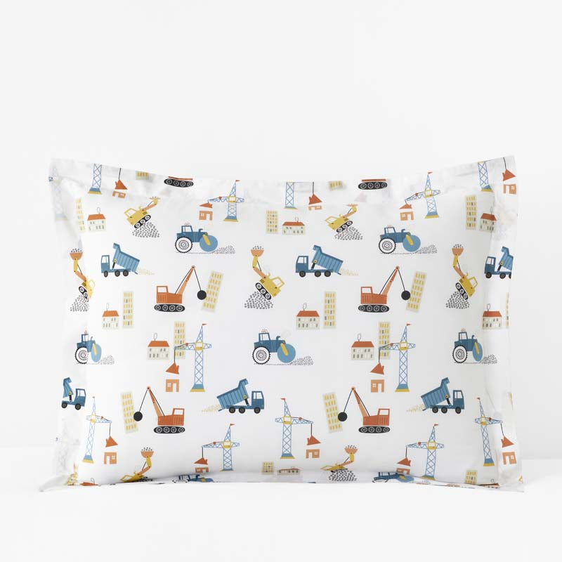 City Builders Classic Cool Organic Cotton Percale Sham - White Multi, Standard,White Multi