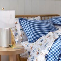 City Builders Classic Cool Organic Cotton Percale Bed Sheet Set - White Multi, Twin XL,White Multi