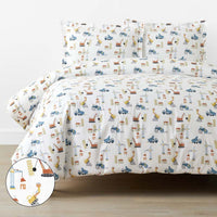 City Builders Classic Cool Organic Cotton Percale Duvet Cover Set - White Multi, Twin/Twin XL,White Multi