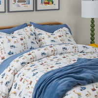 City Builders Classic Cool Organic Cotton Percale Duvet Cover Set - White Multi, Twin/Twin XL,White Multi