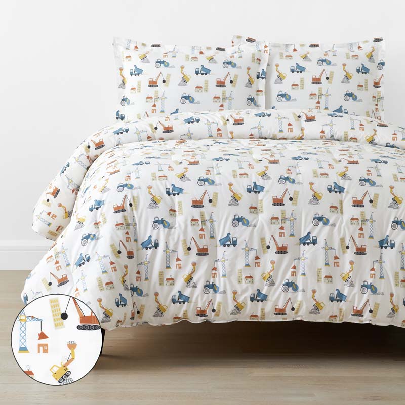 City Builders Classic Cool Organic Cotton Percale Comforter Set - White Multi, Twin/Twin XL,White Multi