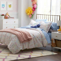 Floral Dream Classic Cool Organic Cotton Percale Bed Sheet Set - White Multi, Twin XL,White Multi