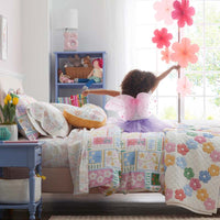 Floral Dream Classic Cool Organic Cotton Percale Bed Sheet Set - White Multi, Twin XL,White Multi