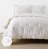 Floral Dream Classic Cool Organic Cotton Percale Comforter Set - White Multi, Twin/Twin XL,White Multi