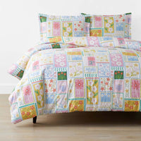 Stitch and Bloom Classic Cool Organic Cotton Percale Duvet Cover Set - White Multi, Twin/Twin XL,White Multi