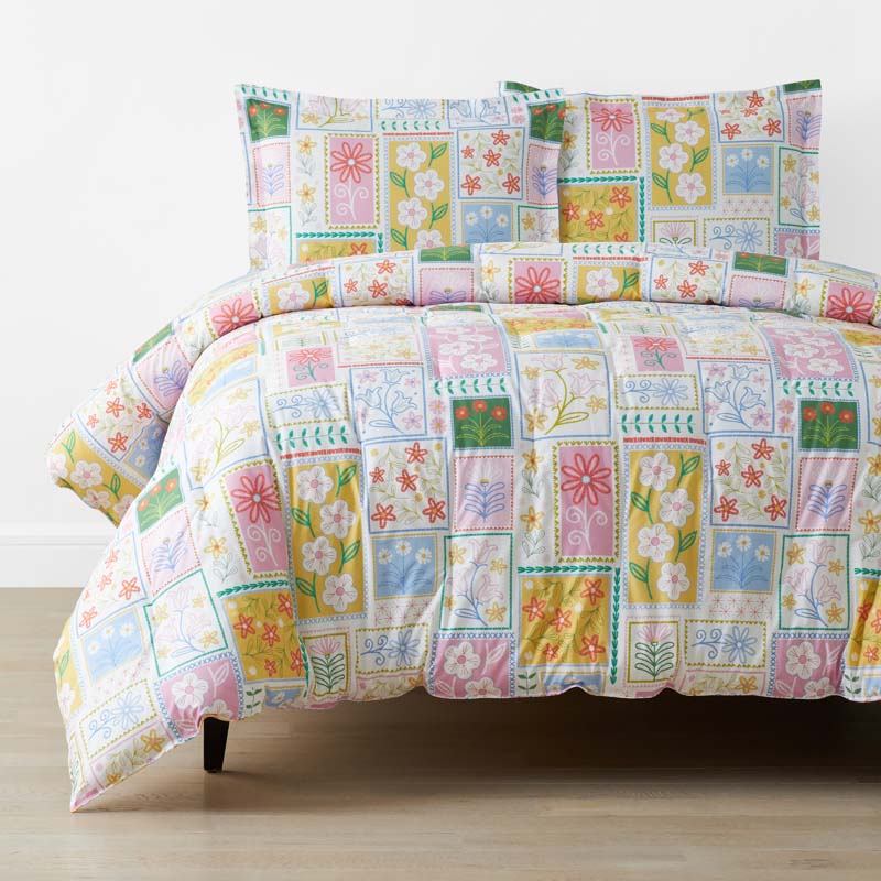 Stitch and Bloom Classic Cool Organic Cotton Percale Comforter Set - White Multi, Twin/Twin XL,White Multi