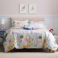 Stitch and Bloom Classic Cool Organic Cotton Percale Comforter Set - White Multi, Twin/Twin XL,White Multi