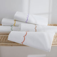 Embroidered Scallop Classic Cool Cotton Percale Pillowcase Set - Yellow, Standard,Yellow