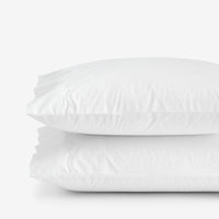 Embroidered Scallop Classic Cool Cotton Percale Pillowcase Set - White, Standard,White