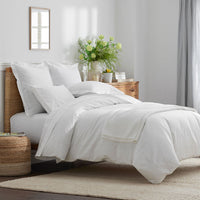 Embroidered Scallop Classic Cool Cotton Percale Pillowcase Set - White, Standard,White