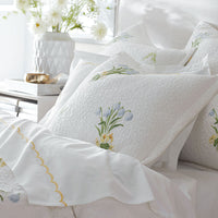 Embroidered Scallop Classic Cool Cotton Percale Pillowcase Set - Yellow, Standard,Yellow