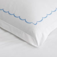 Embroidered Scallop Classic Cool Cotton Percale Duvet Cover - Blue, Twin/Twin XL,Blue