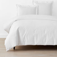 Embroidered Scallop Classic Cool Cotton Percale Duvet Cover - White, Twin/Twin XL,White