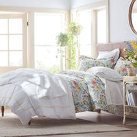 Embroidered Scallop Classic Cool Cotton Percale Duvet Cover - Yellow, Twin/Twin XL,Yellow