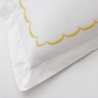 Embroidered Scallop Classic Cool Cotton Percale Duvet Cover - Yellow, Twin/Twin XL,Yellow