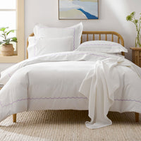 Embroidered Scallop Classic Cool Cotton Percale Sham - Lavender, Standard,Lavender