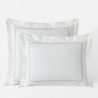 Embroidered Scallop Classic Cool Cotton Percale Sham - Lavender, Standard,Lavender