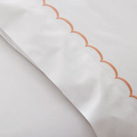 Embroidered Scallop Classic Cool Cotton Percale Sham - Melon, Standard,Melon