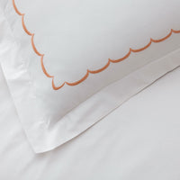 Embroidered Scallop Classic Cool Cotton Percale Sham - Melon, Standard,Melon