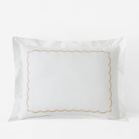 Embroidered Scallop Classic Cool Cotton Percale Sham - Tan, Standard,Tan