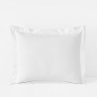 Embroidered Scallop Classic Cool Cotton Percale Sham - White, Standard,White