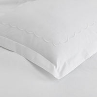 Embroidered Scallop Classic Cool Cotton Percale Sham - White, Standard,White