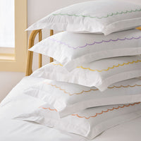 Embroidered Scallop Classic Cool Cotton Percale Bed Sheet Set - Yellow, Twin,Yellow