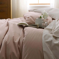 Solid Garment Washed Cotton Percale Flat Bed Sheet - Rose, Twin/Twin XL,Rose