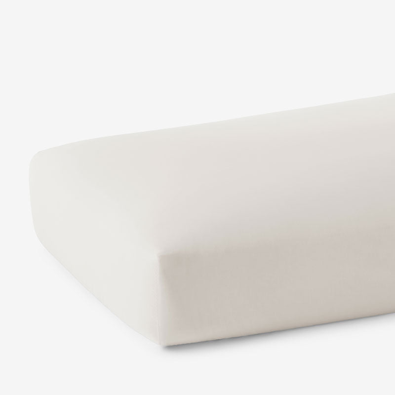 Solid Garment Washed Cotton Percale Fitted Bed Sheet - Buff, Twin XL,Buff