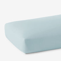 Solid Garment Washed Cotton Percale Fitted Bed Sheet - Cloud Blue, Twin XL,Cloud Blue