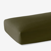 Solid Garment Washed Cotton Percale Fitted Bed Sheet - Olive, Twin,Olive