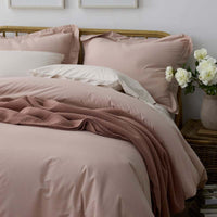 Solid Garment Washed Cotton Percale Fitted Bed Sheet - Rose, Twin XL,Rose