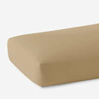 Solid Garment Washed Cotton Percale Fitted Bed Sheet - Wheat, Twin XL,Wheat