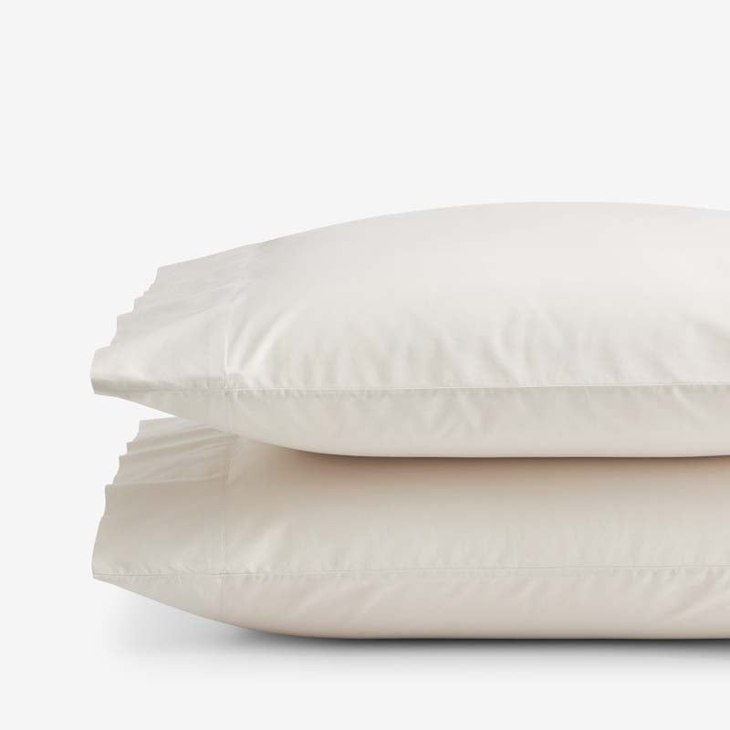 Solid Garment Washed Cotton Percale Pillowcase Set - Buff, Standard,Buff