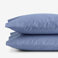 Solid Garment Washed Cotton Percale Pillowcase Set - Denim Blue, Standard,Denim Blue