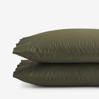 Solid Garment Washed Cotton Percale Pillowcase Set - Olive, Standard,Olive